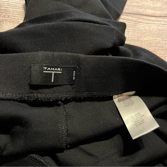 Black Tahari Slacks / Pants with Stretch, Size Petite L, Thread loose on back - Picture 7 of 11